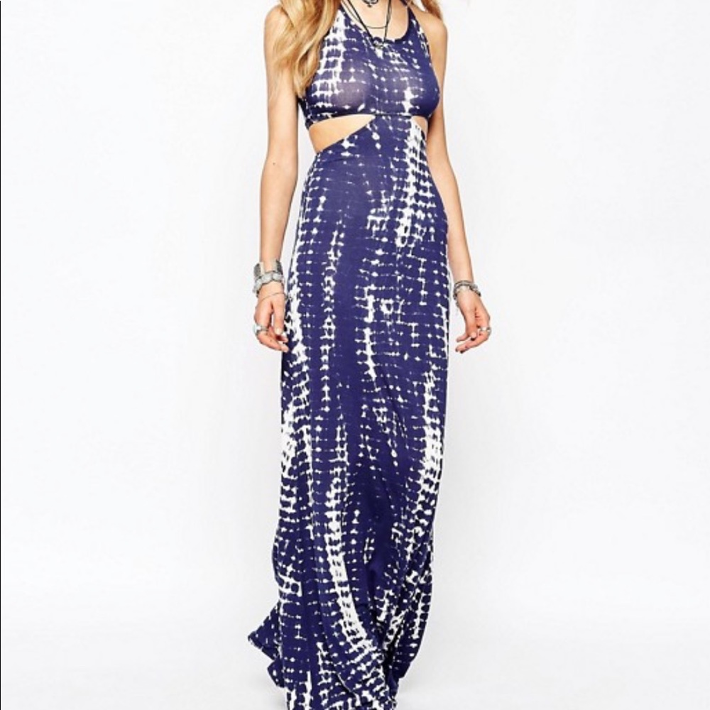 Missguided Tie Dye Cut Out Side Maxi Dress